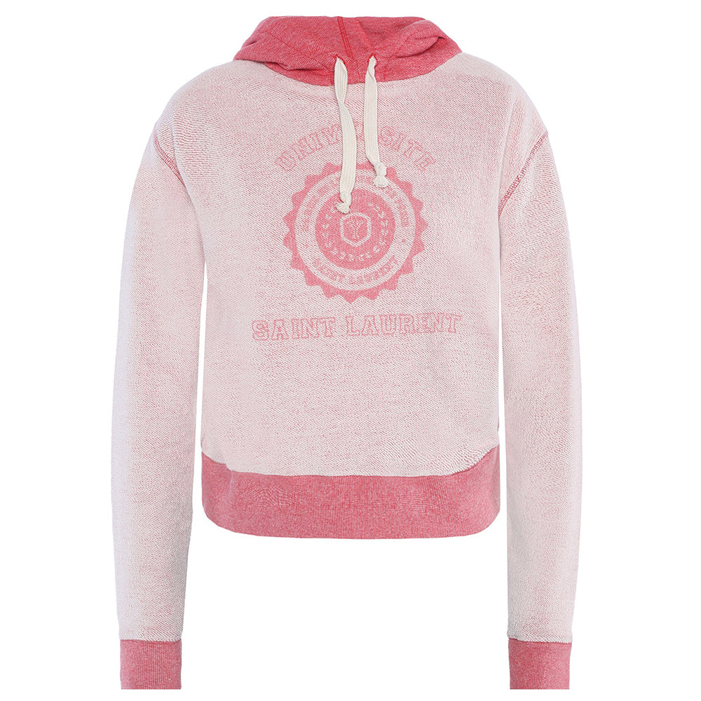Saint Laurent Women's University Graphic Cotton Sweatshirt Pink White