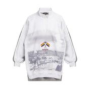 Balenciaga Men's Rainbow Flag Half-Zip Hybrid Sweatshirt Grey