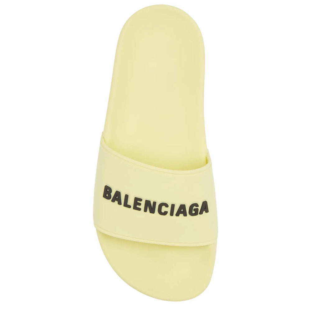 Balenciaga Black/White Rubber All Over Logo Pool Slides Size 44 Balenciaga