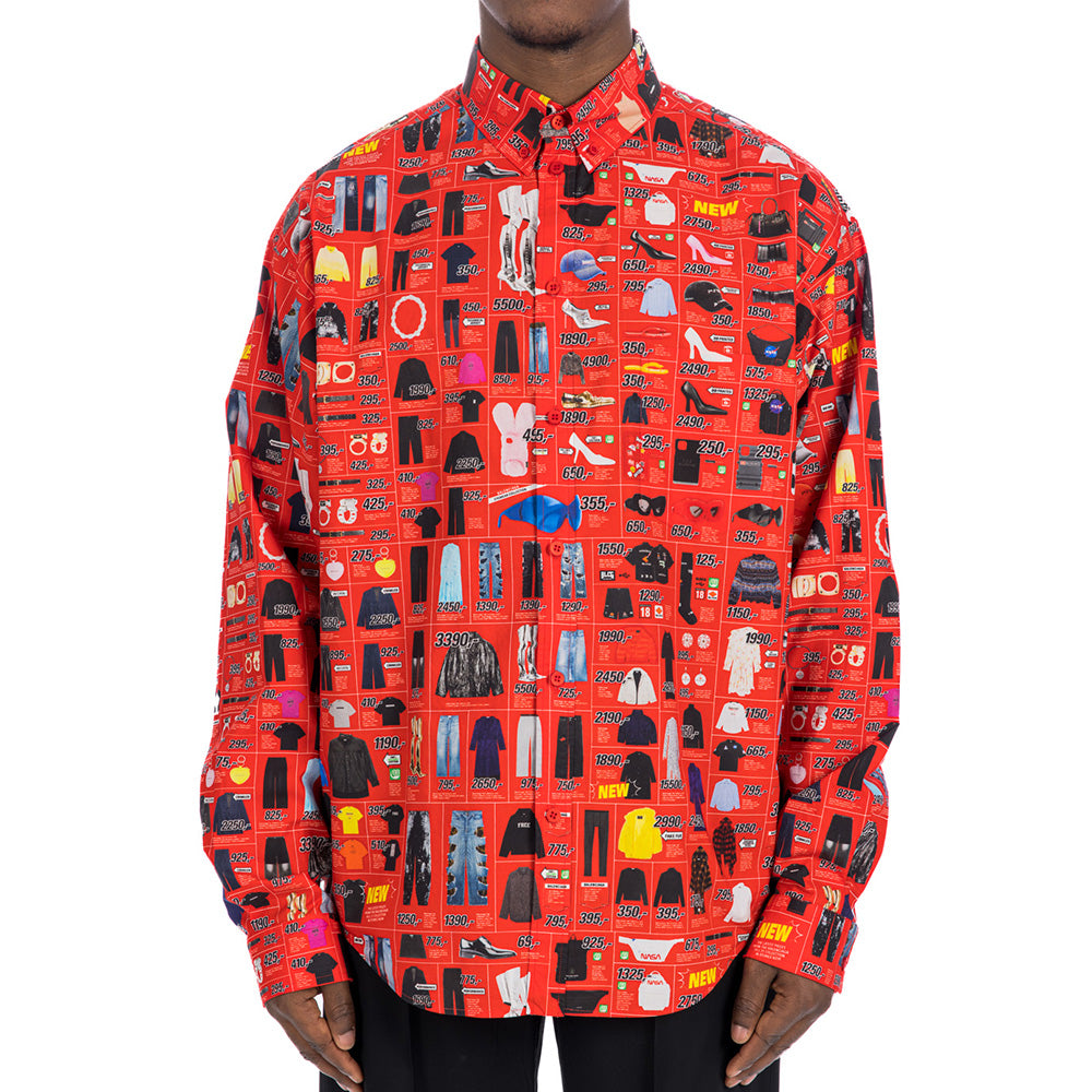 Balenciaga Men's Cotton Poplin Media Dress Shirt in Red