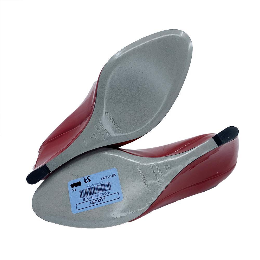 Sergio Rossi Women's Leather Platform Wedge Heel Red - Year Zero LA
