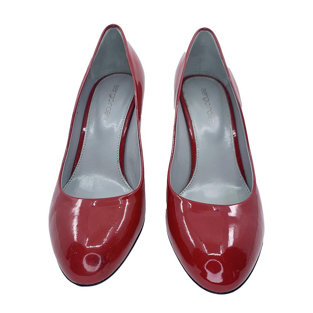Sergio Rossi Women's Leather Platform Wedge Heel Red - Year Zero LA