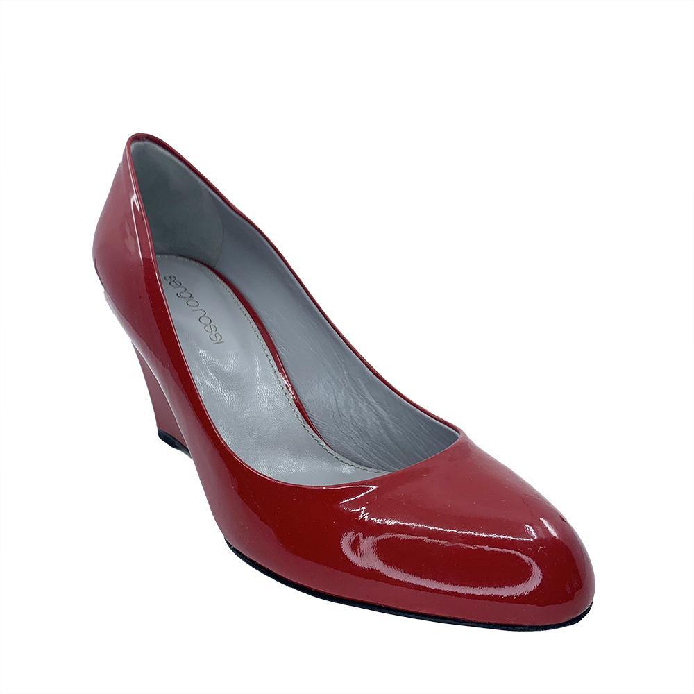 Sergio Rossi Women's Leather Platform Wedge Heel Red - Year Zero LA