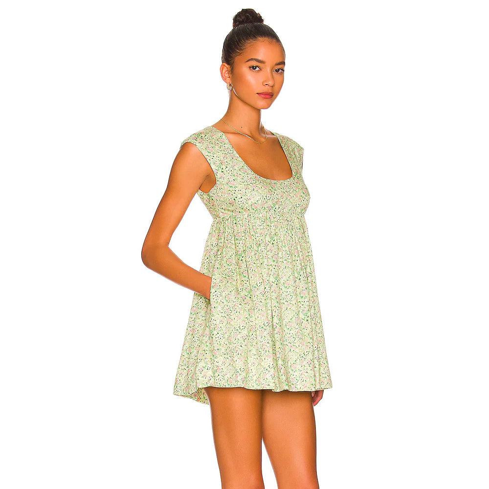 Anna Nata Women's 'Hannah' Floral Mini Dress in Light Sage