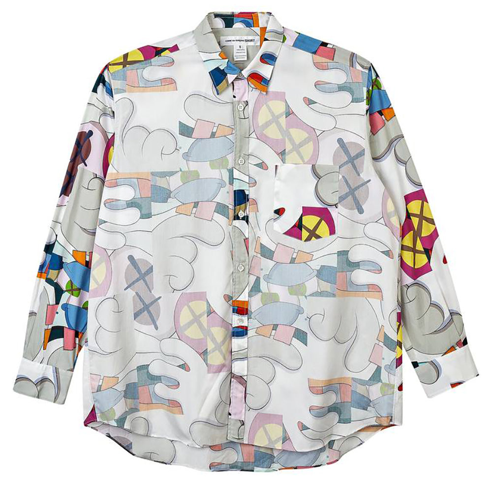 Comme Des Garcons Shirt x Kaws 男士反向印花正装衬衫 白色 粉色