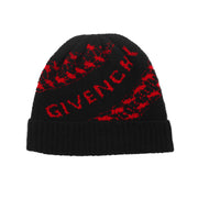Givenchy 中性款千鸟格徽标羊毛混纺毛线帽 黑色 红色