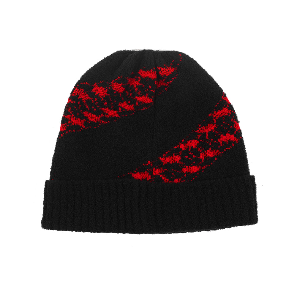 Givenchy Unisex Houndstooth Logo Wool Blend Beanie Black Red