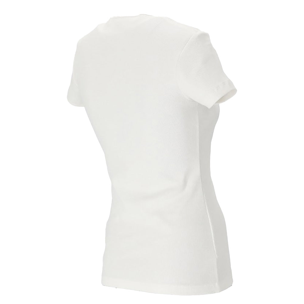 Off-White Women's Cotton Basic Logo Ribbed T-Shirt White