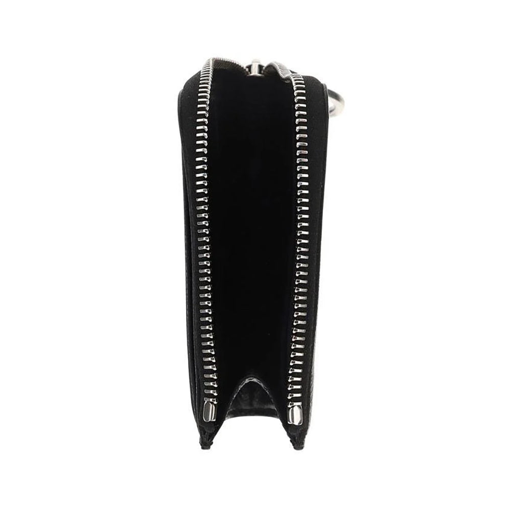 Off-White Unisex Striped Pattern Leather Zip Wallet in Black