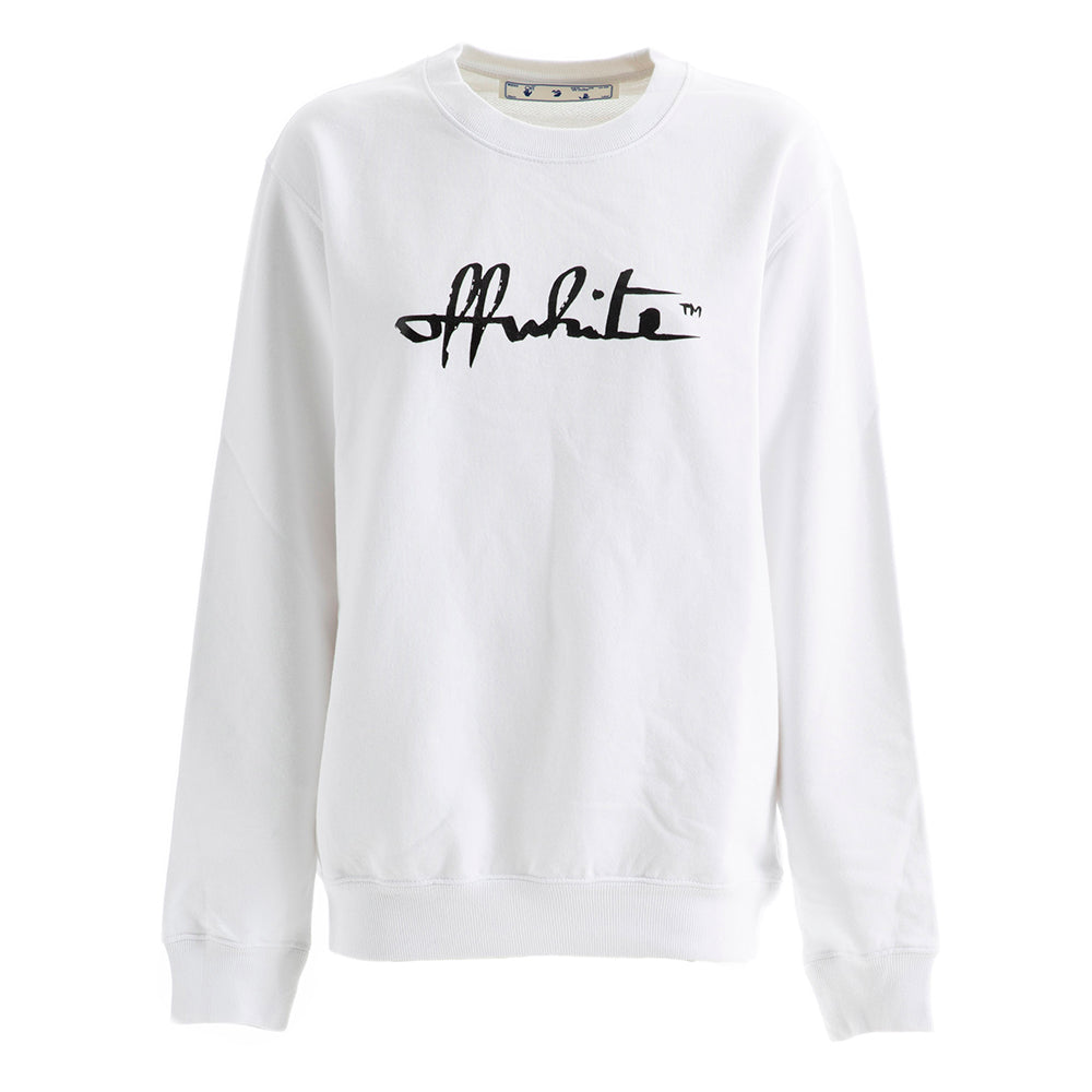 Off-WhiteSudadera con logo y texto en algodón de mujer de color blanco