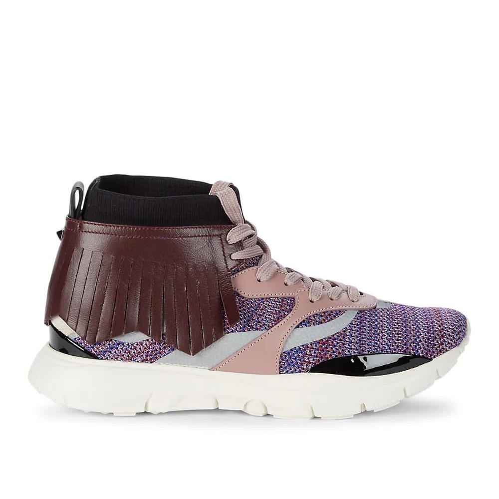 Valentino Men's Colorblock Leather Fringe-Trim Collar High-top Sneakers - Year Zero LA