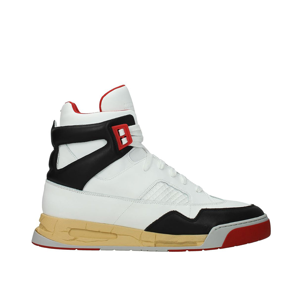 Maison Margiela Men's Deadstock Basket High Top Leather Sneaker White Red