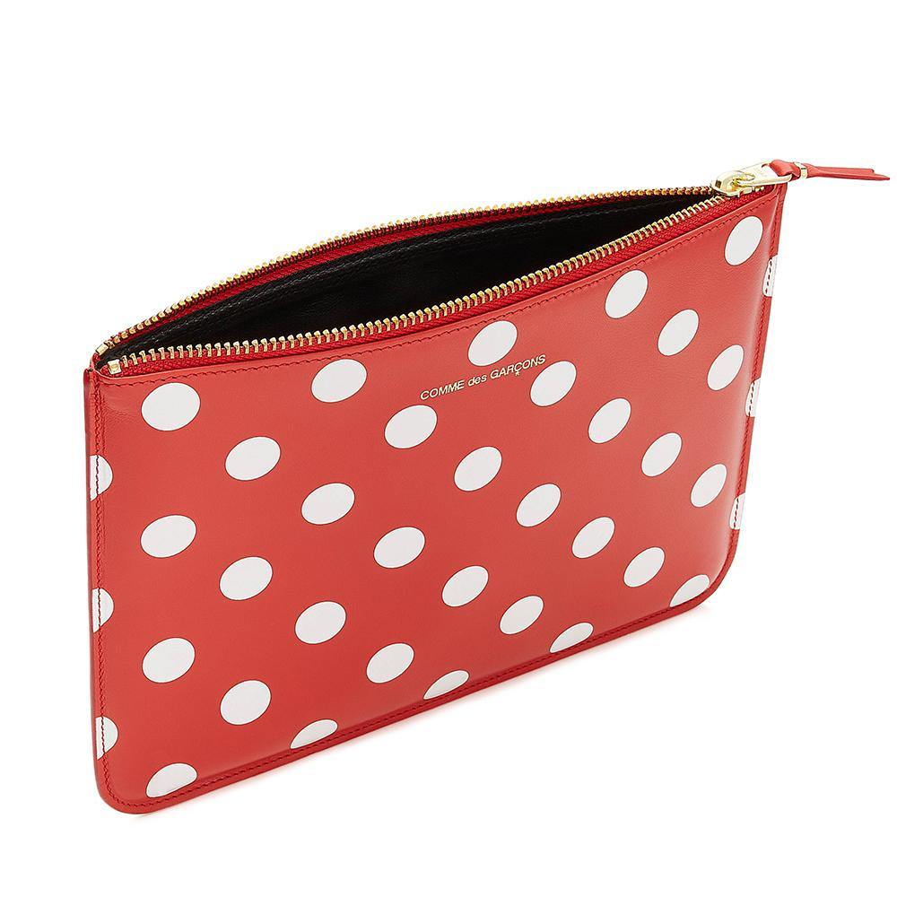 Comme Des Garcons Unisex Polka Dot Leather Wallet Clutch Red - Year Zero LA