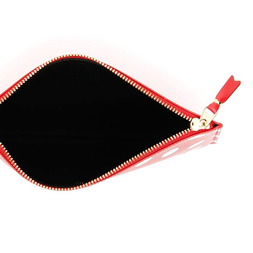 Comme Des Garcons Unisex Polka Dot Leather Wallet Clutch Red - Year Zero LA