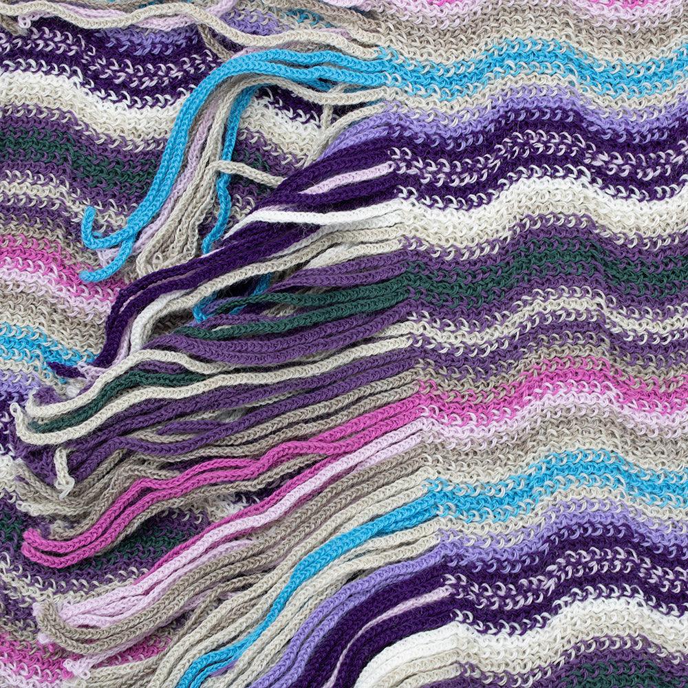 Missoni Women's Wool Zig-Zag Scarf Shawl Sarong Wrap White Purple