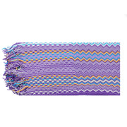 Missoni 女士棉质锯齿格纹围巾披肩纱笼披肩紫色薰衣草色