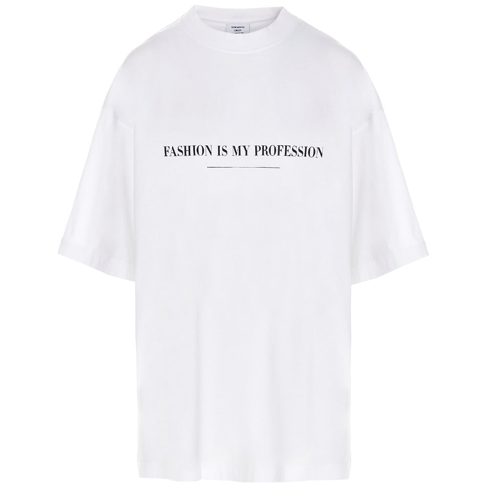 Vetements Camiseta de algodón para mujer 'Fashion is my Profession' Blanco