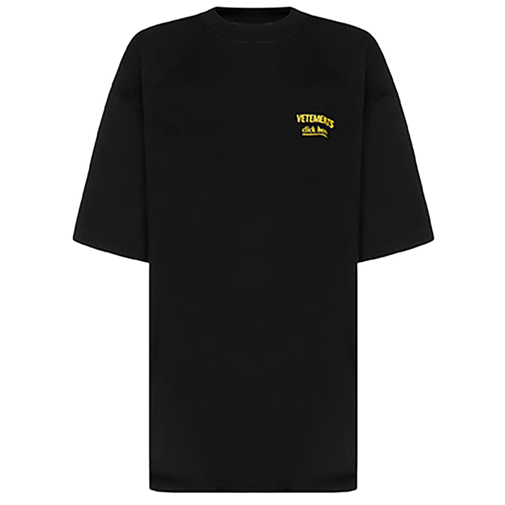 Vetements Women's 'Click Here' Logo Oversized Cotton T-Shirt in Black