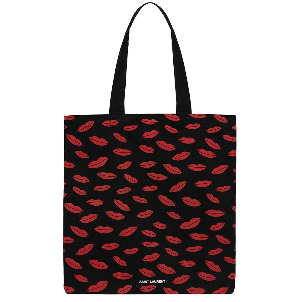 Saint Laurent Unisex Cotton Tote Bag 'Lips' Print - Year Zero LA